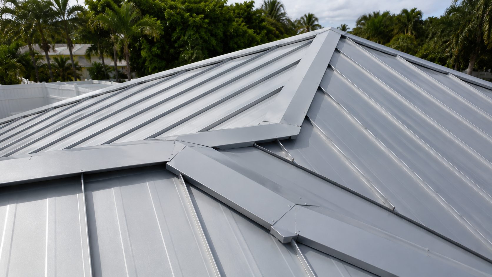 Modern white standing seam aerial