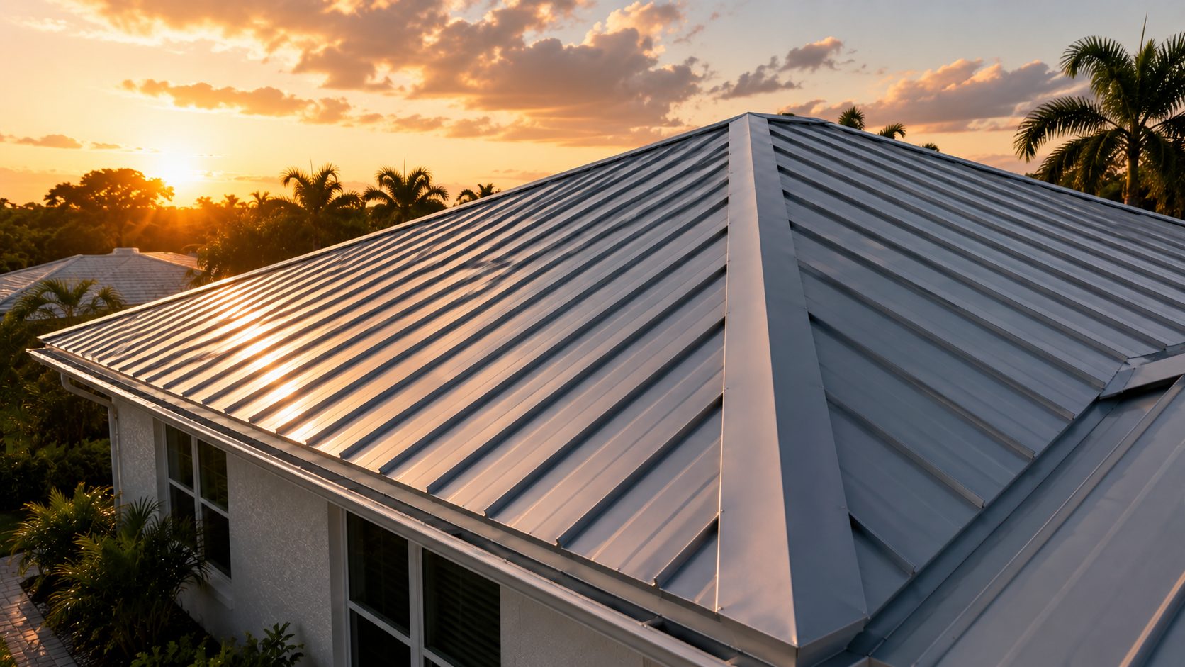 Champagne standing seam aerial